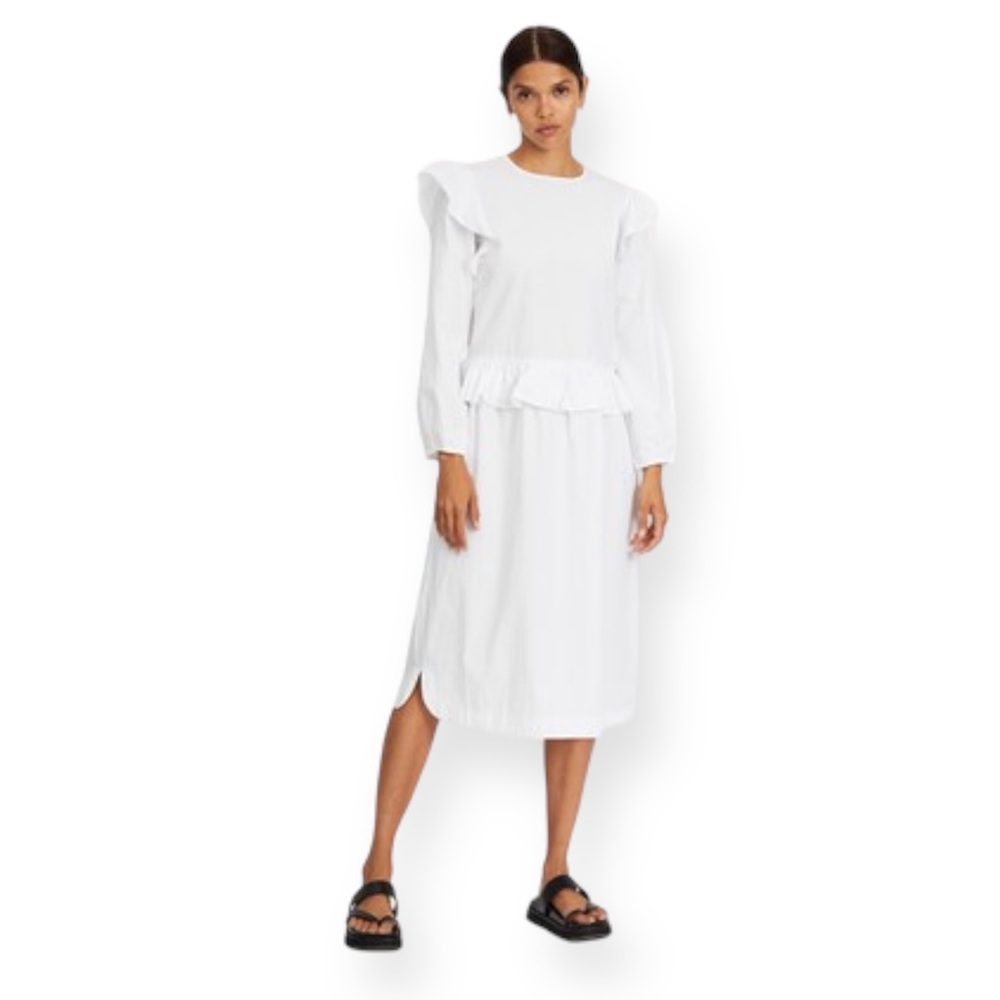 Aligne Delaney Organic Cotton White Midi Dress
